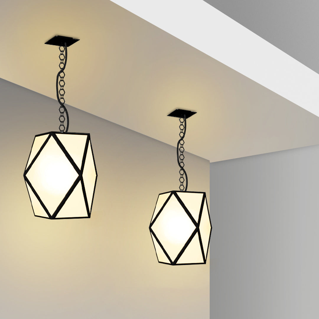Pavilion Outdoor Pendant Light – Contemporary Black Stainless Steel LED Lantern