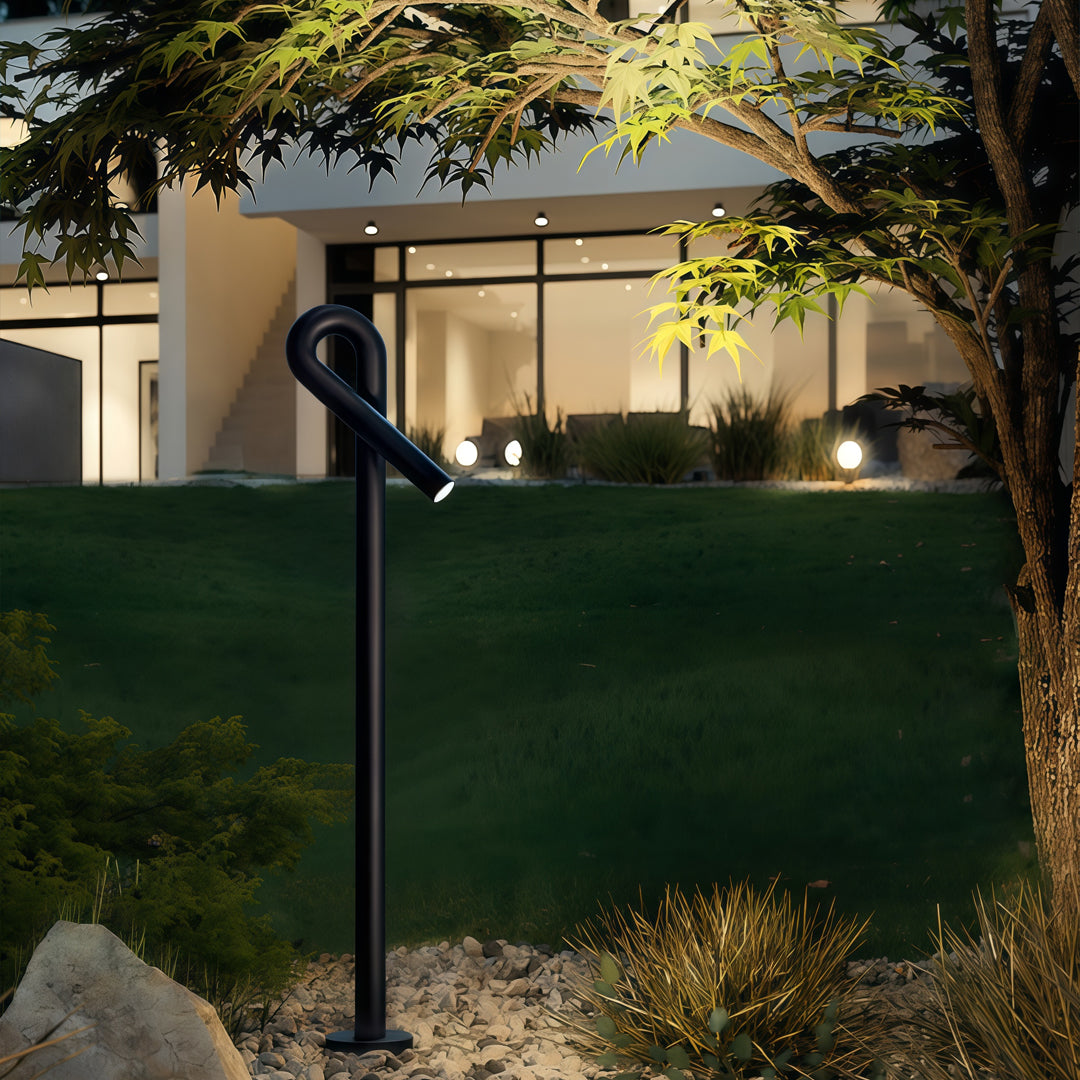 Modern Bollard Light Post – Black Stainless Steel Outdoor Landscape Lamp