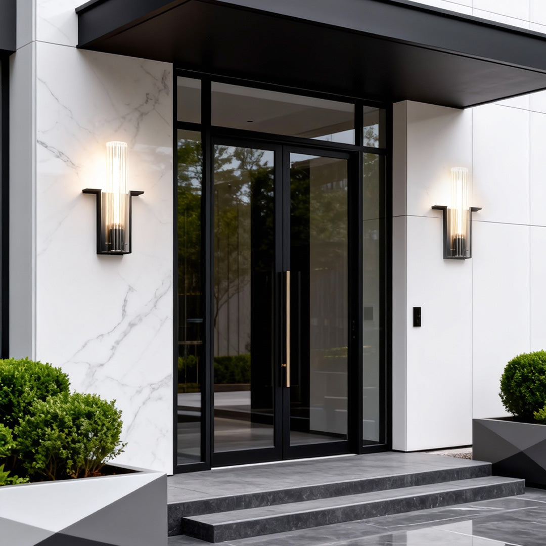 Modern Outdoor Wall Sconce in Brushed Stainless Steel with Warm LED Light