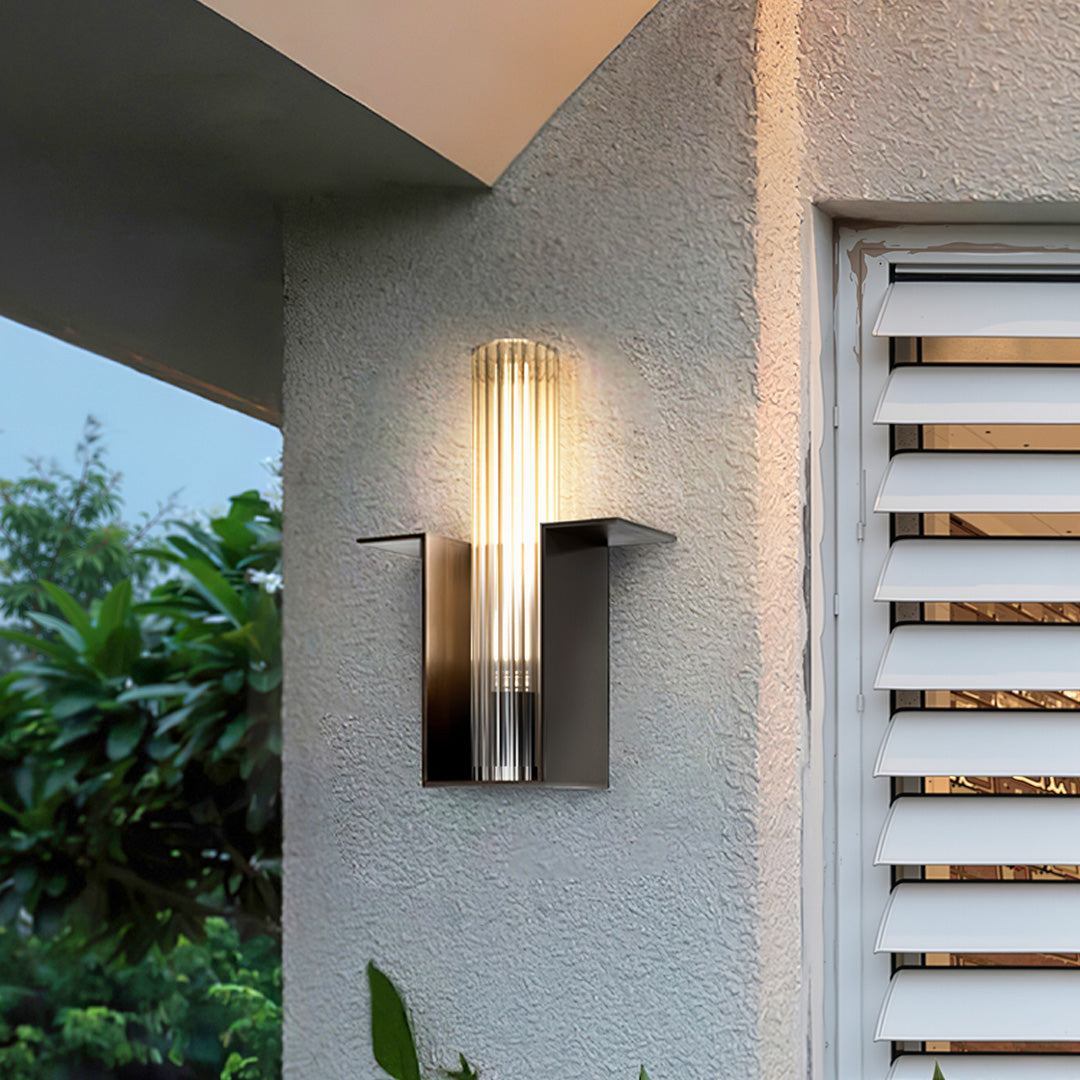 Modern Outdoor Wall Sconce in Brushed Stainless Steel with Warm LED Light