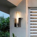 Modern Outdoor Wall Sconce in Brushed Stainless Steel with Warm LED Light