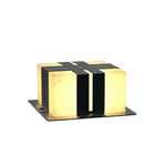 Outdoor Pillar Lights with Faux Marble Shade in Black Stainless Steel
