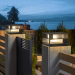 Modern Outdoor Pillar Light in Black Stainless Steel with LED