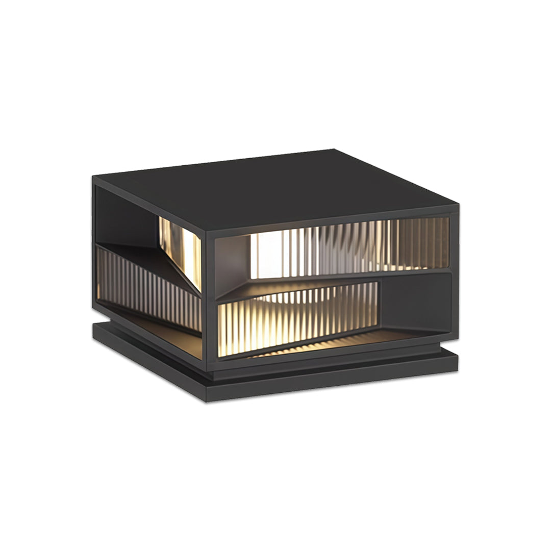 Modern Outdoor Pillar Light in Black Stainless Steel with LED