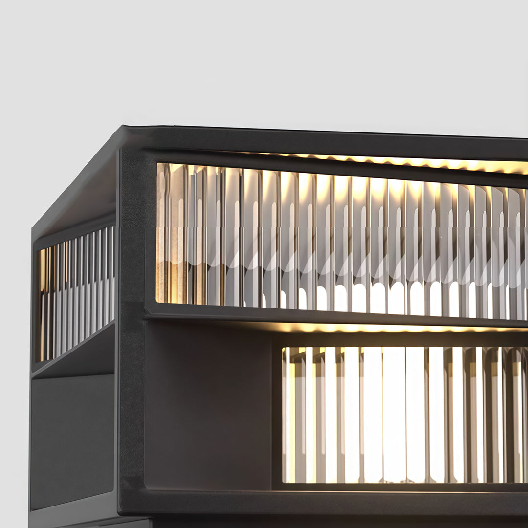 Modern Outdoor Pillar Light in Black Stainless Steel with LED