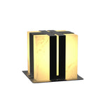 Outdoor Pillar Lights with Faux Marble Shade in Black Stainless Steel