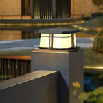 Modern Pillar Top Outdoor Lights in Gray Stainless Steel