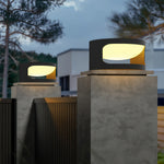 Round Outdoor Pillar Cap Light in Stainless Steel for Courtyard and Fence Posts