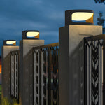 Round Outdoor Pillar Cap Light in Stainless Steel for Courtyard and Fence Posts