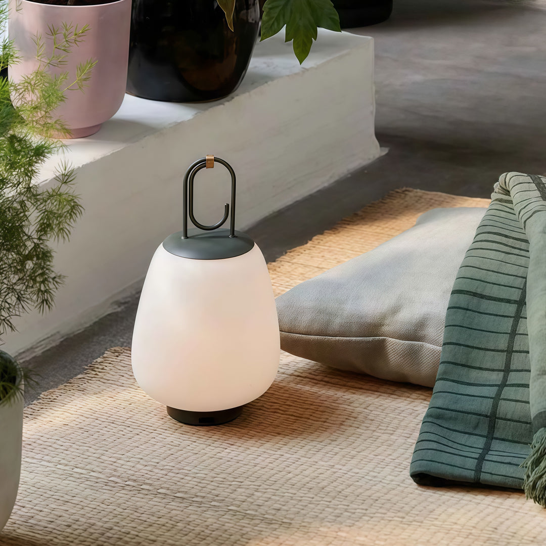 Portable Table Lamp with USB Charging, Mid-Century Design in Iron and Glass