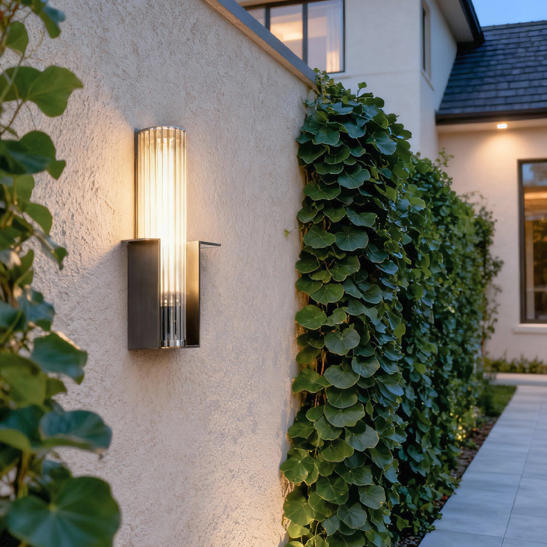 Modern Outdoor Wall Sconce in Brushed Stainless Steel with Warm LED Light