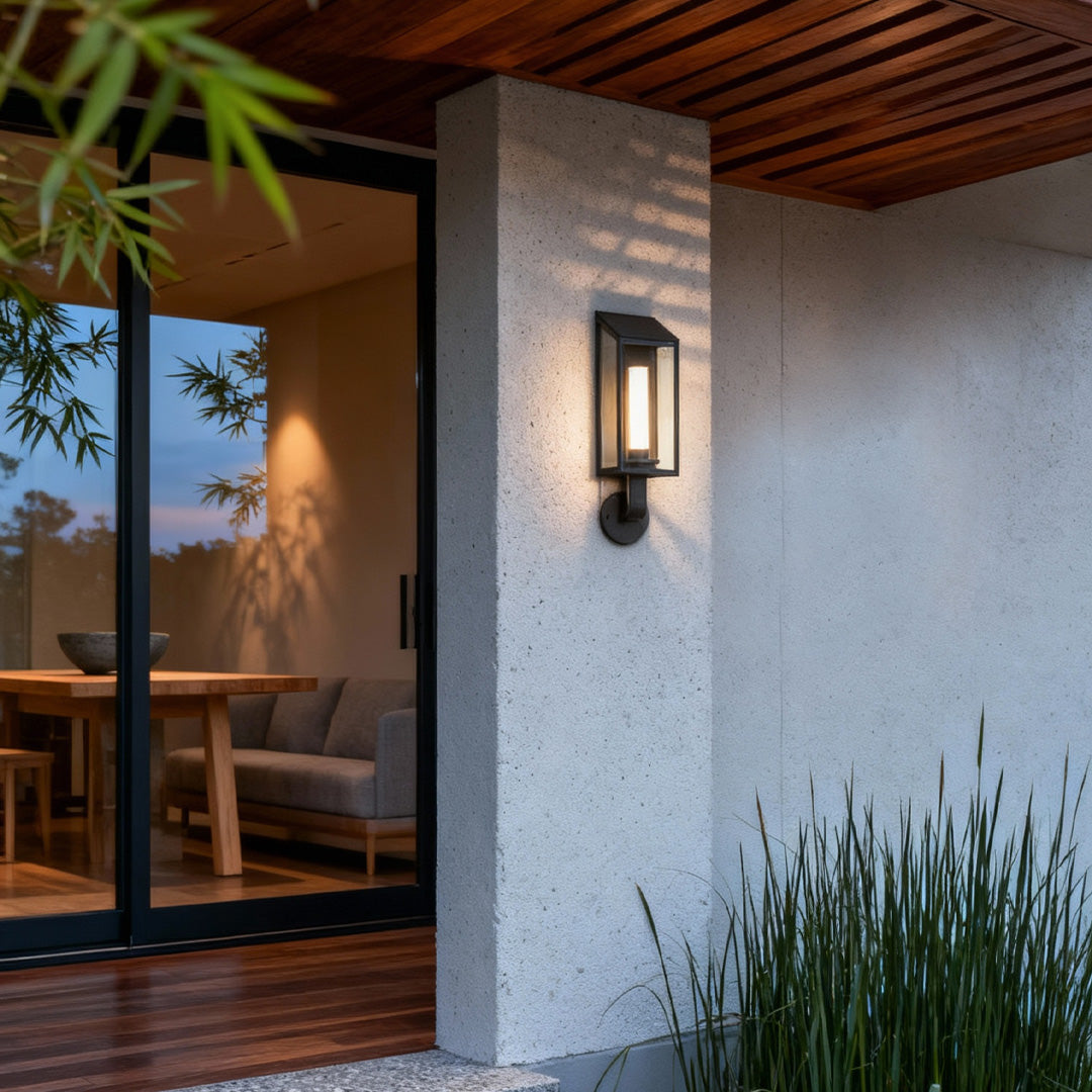 Geometric Outdoor Wall Sconce in Black or Gold, IP65 Waterproof LED