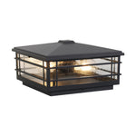 Outdoor Pillar Light in Black Aluminum with Clear Glass Shade for Courtyards