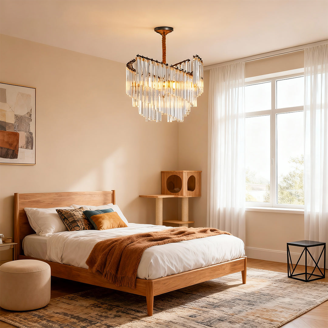 Aurelia Vintage Crystal Chandelier in Copper, Nickel, or Black – Modern Luxury Ceiling Light