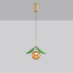 Nordic Cherry Glass Pendant Light with Gold Finish, LED Ceiling Lamp