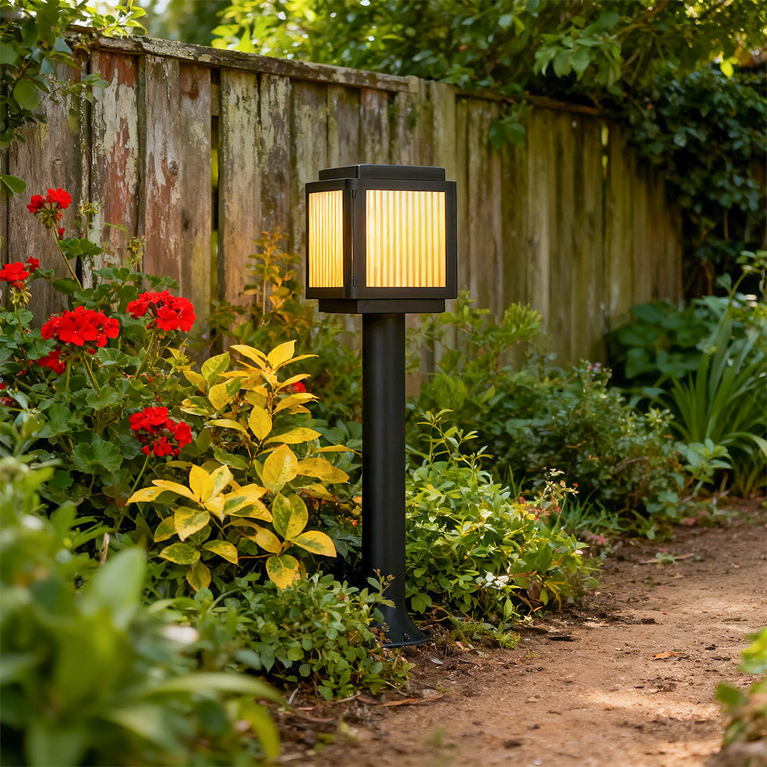 Modern Solar Path Lights with Aluminum Frame and Acrylic Shade