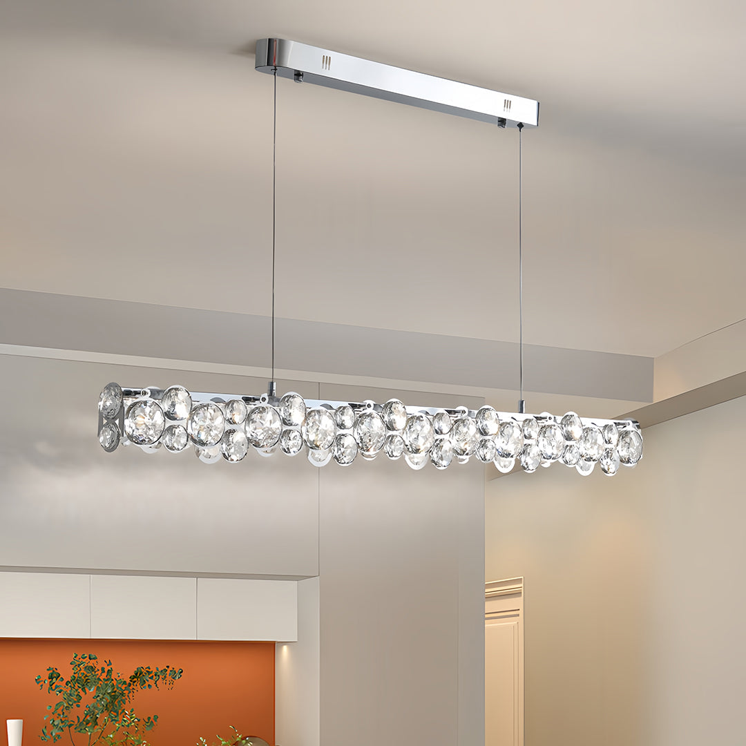 Linear Crystal Pendant Light in Silver Finish for Modern Interiors
