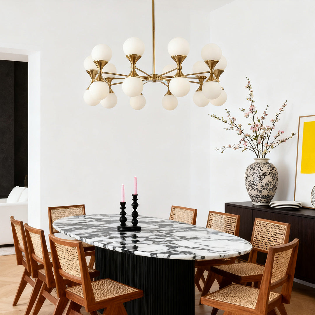 Nordic Bubble Glass Chandelier in Polished Copper with Clear Glass Shades