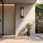 Luxury Outdoor Wall Sconce with Artificial Cloud Stone Shade in Black Copper Finish
