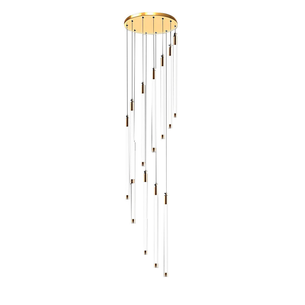 Spiral Acrylic Tube Staircase Chandelier with Adjustable LED Lighting