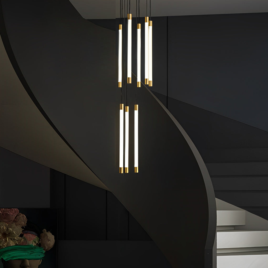 Spiral Acrylic Tube Staircase Chandelier with Adjustable LED Lighting