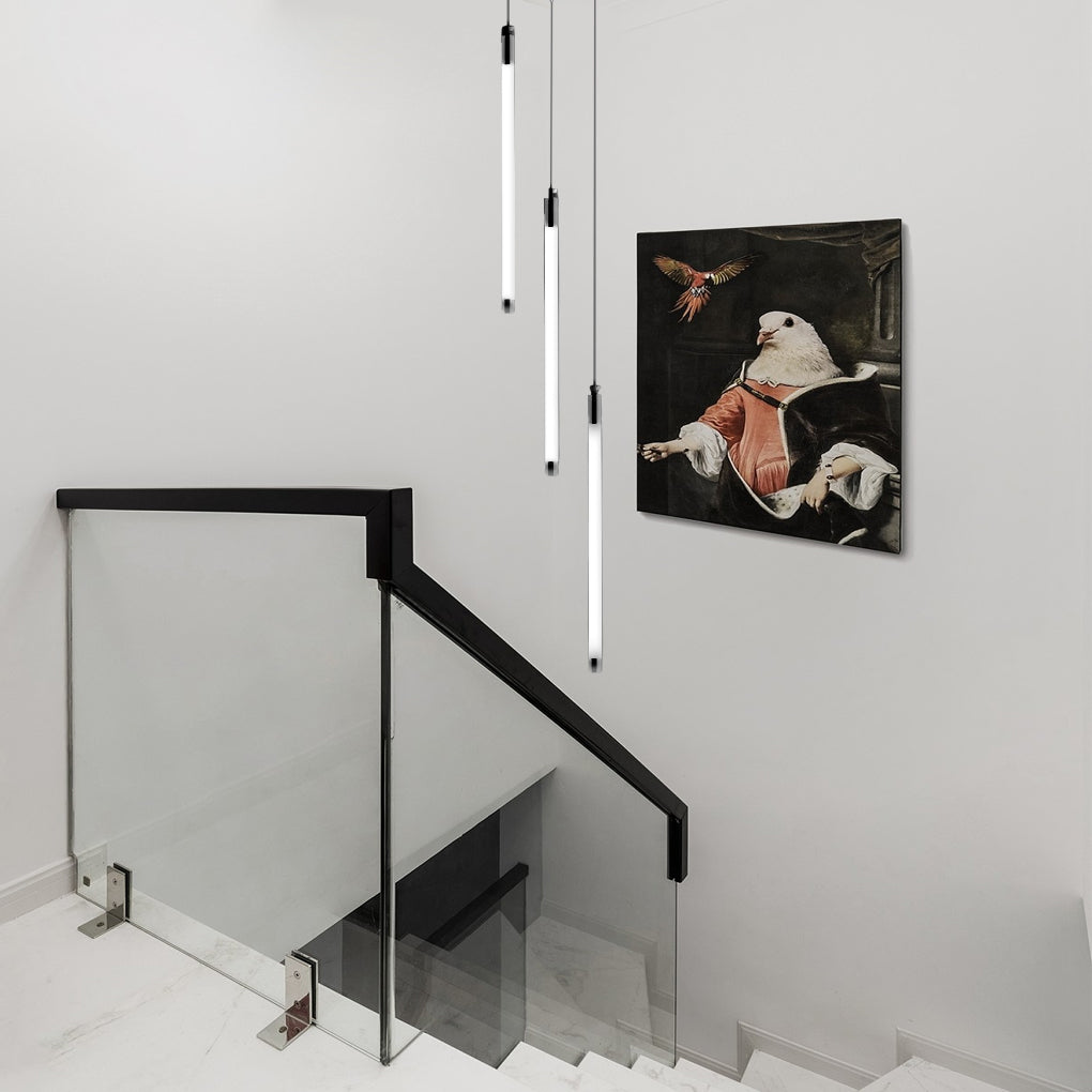 Spiral Acrylic Tube Staircase Chandelier with Adjustable LED Lighting