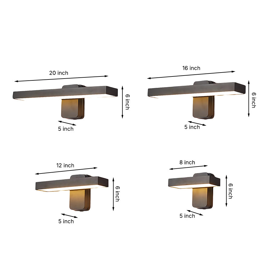 Modern Outdoor Wall Sconce with Adjustable LED Light, IP65 Waterproof