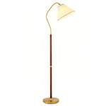 Walnut Floor Lamp with Fabric Shade – American Retro Standing Lamp for Living Room