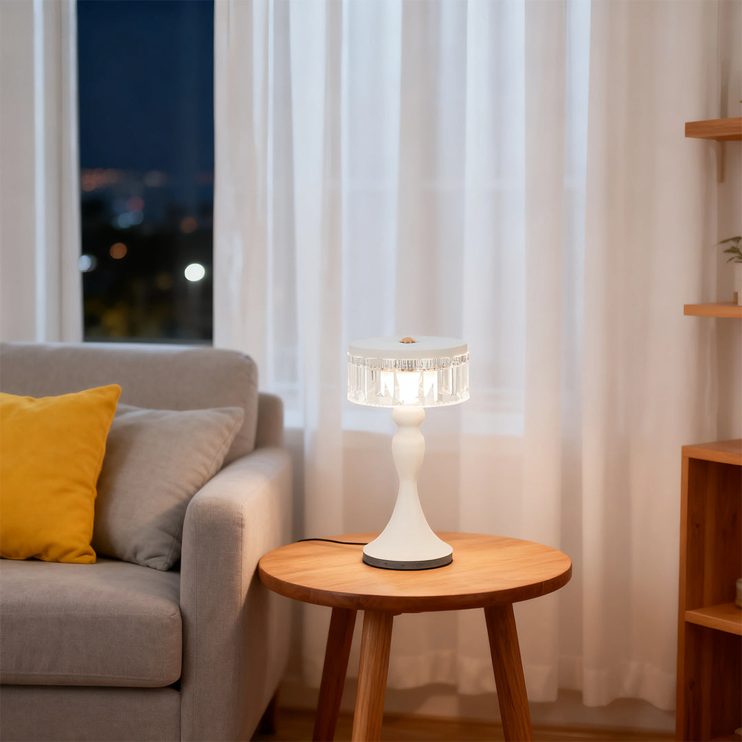 Nordic Minimalist Forged Iron Table Lamp with Acrylic Shade, Dimmable LED