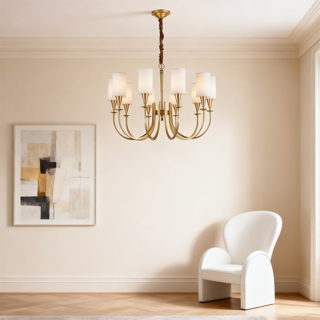 Copper Fabric Shade Chandelier Modern Minimalist Ceiling Light