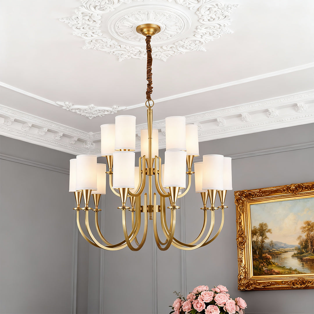 Copper Fabric Shade Chandelier Modern Minimalist Ceiling Light