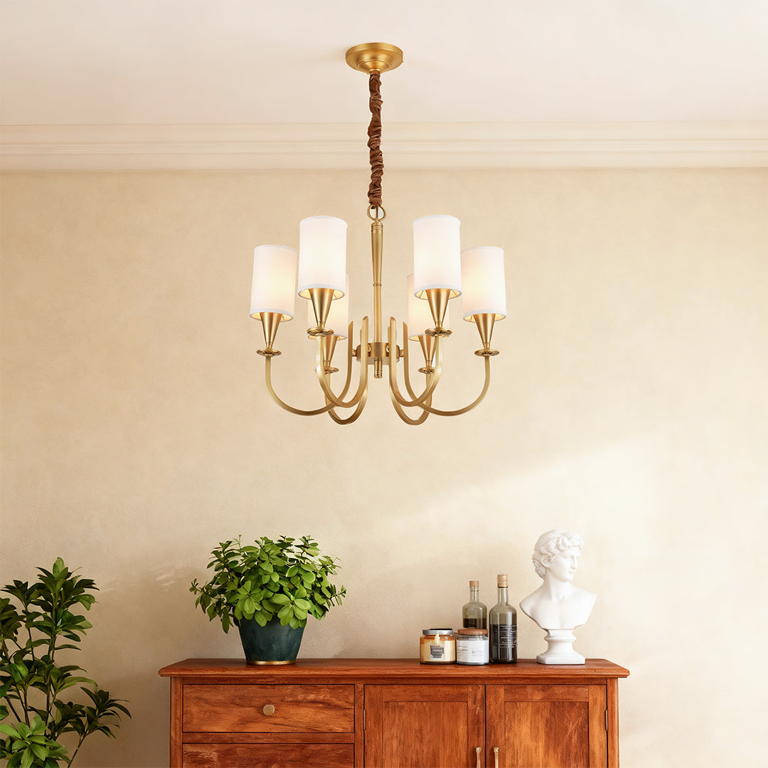 Copper Fabric Shade Chandelier Modern Minimalist Ceiling Light