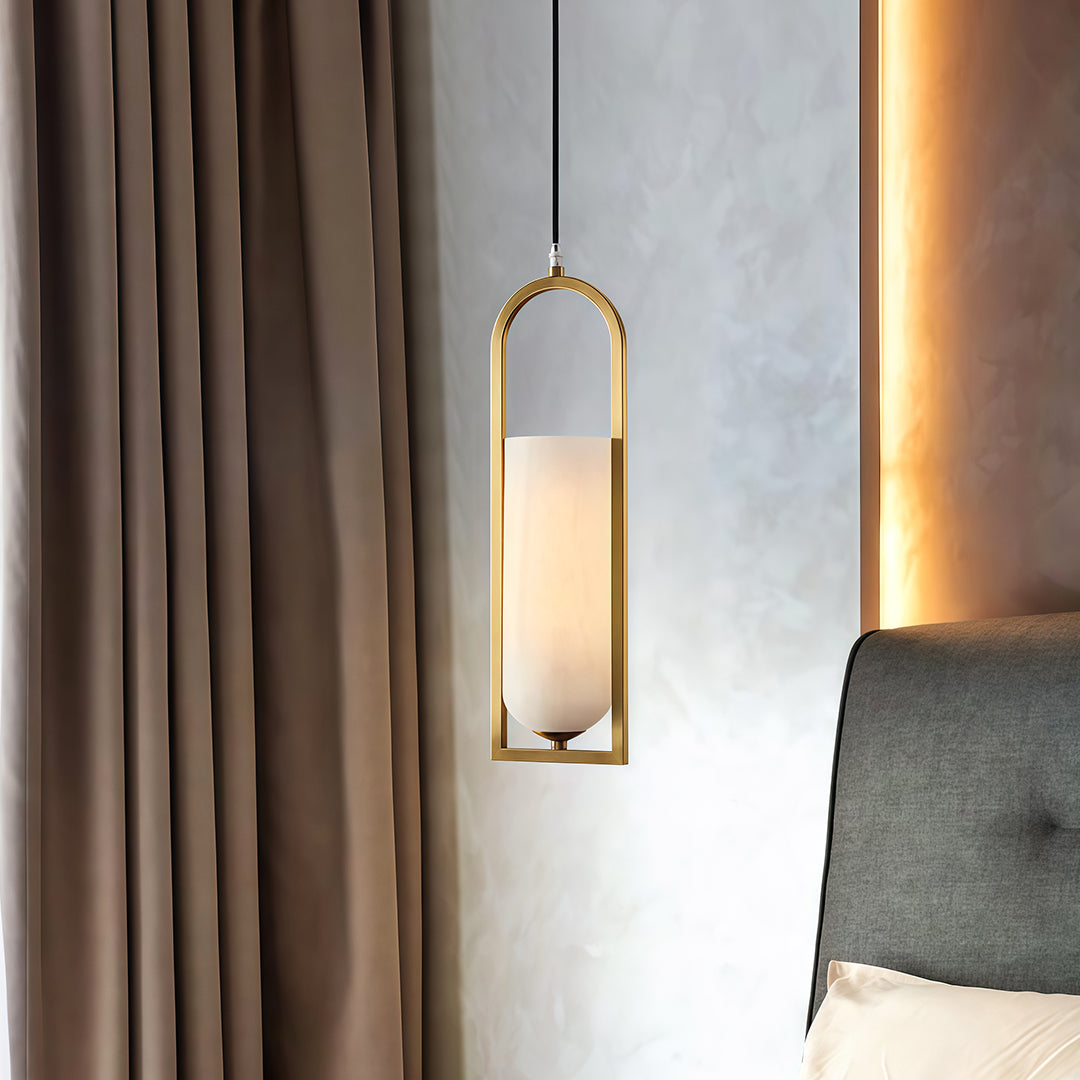 Aurelia Copper Pendant Light with Natural Stone Shade