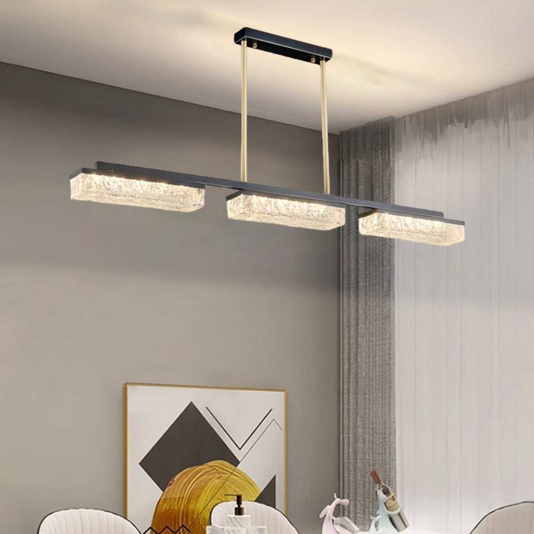 Linear Copper LED Pendant Light for Kitchen Island, 3-Color Adjustable