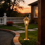 Solid Copper Outdoor Path Light with Clear Glass Shade