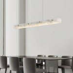 Copper Linear Pendant Light with Cloud Stone Shade