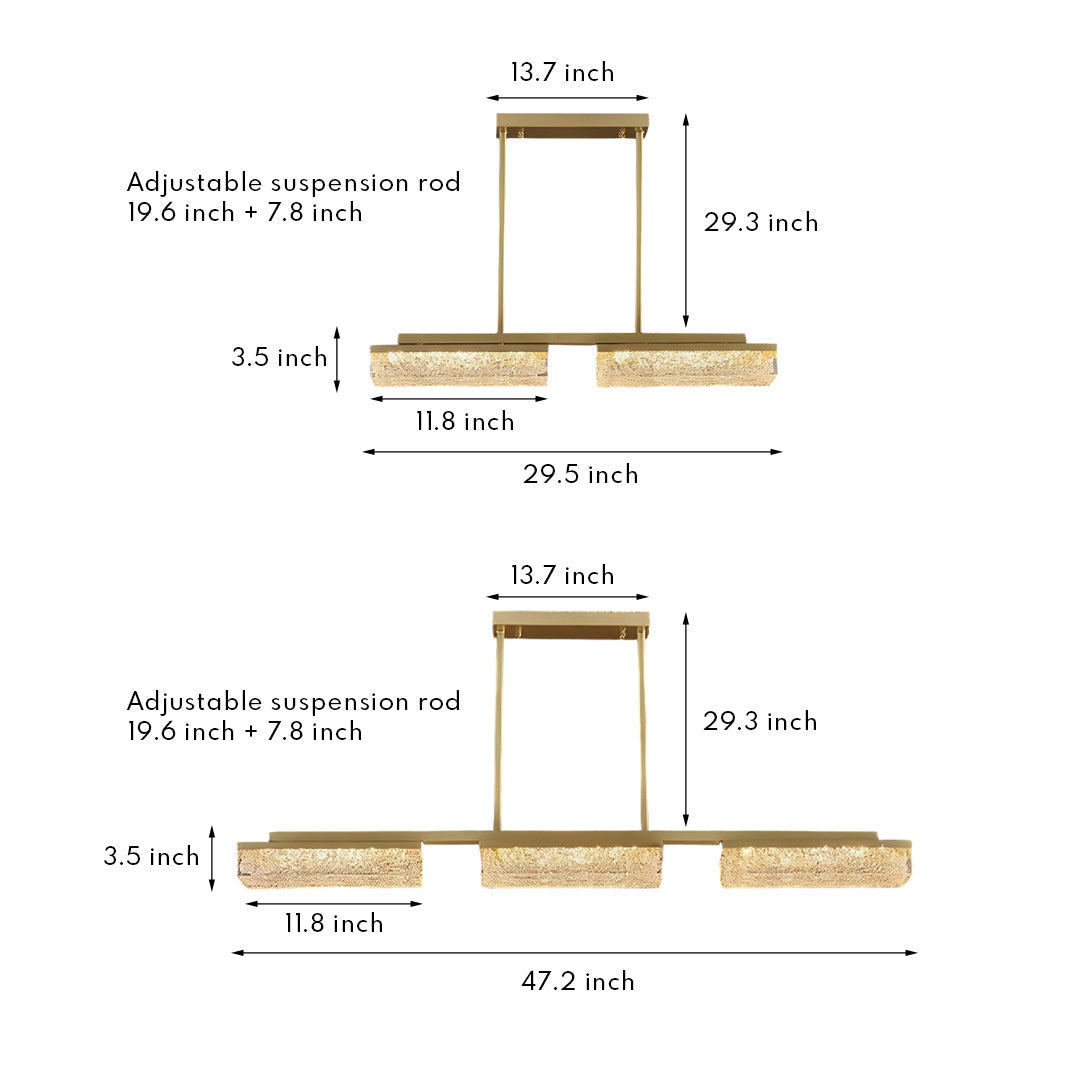 Linear Copper LED Pendant Light for Kitchen Island, 3-Color Adjustable