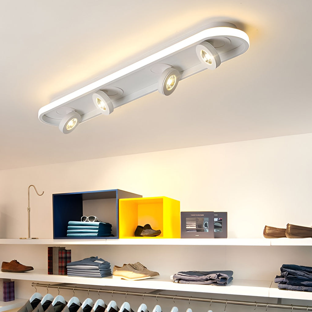 Modern Corridor Ceiling Light with Adjustable LED Heads in Black or White