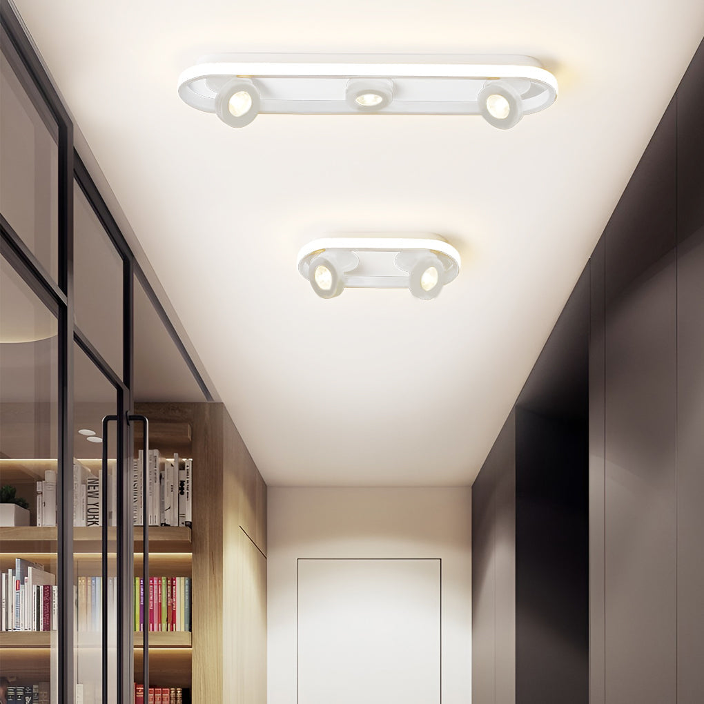 Modern Corridor Ceiling Light with Adjustable LED Heads in Black or White