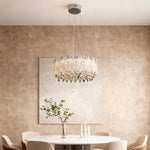 Champagne Gold Crystal Chandelier with Adjustable Chain, French Palace Style Ceiling Light