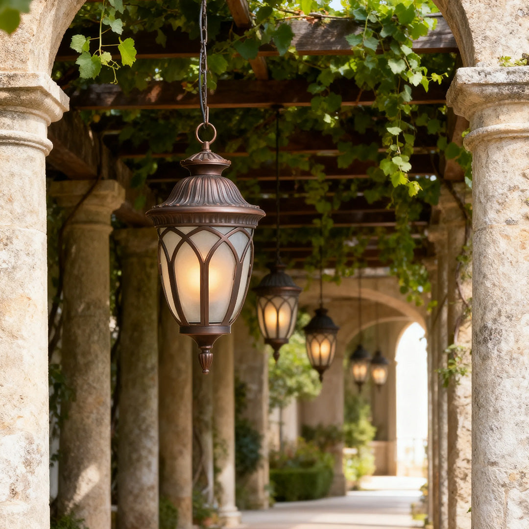 Outdoor Pendant Light with Adjustable Chain, IP44 Waterproof Lantern