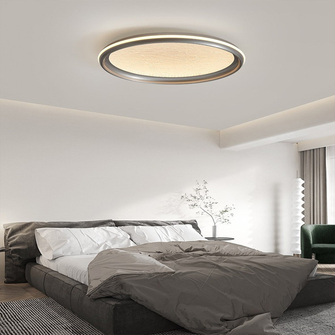 Lumina Silver LED Flush Mount Ceiling Light with White Acrylic Shade