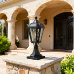 Aria Black Aluminum Post Light with Clear Glass Shade – Weatherproof Outdoor Pillar Lamp