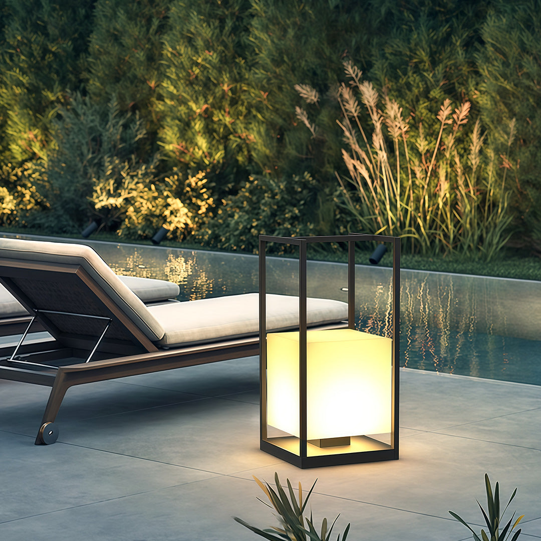 Modern Outdoor Lantern with Solar & Hardwired Options