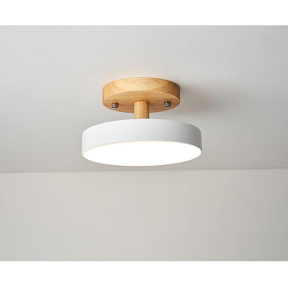 Halo Drum Flush Mount Ceiling Light in Wood and Metal