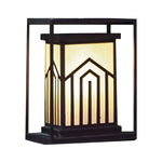 Outdoor Lantern Path Light in Black Stainless Steel with Marble-Effect Shade