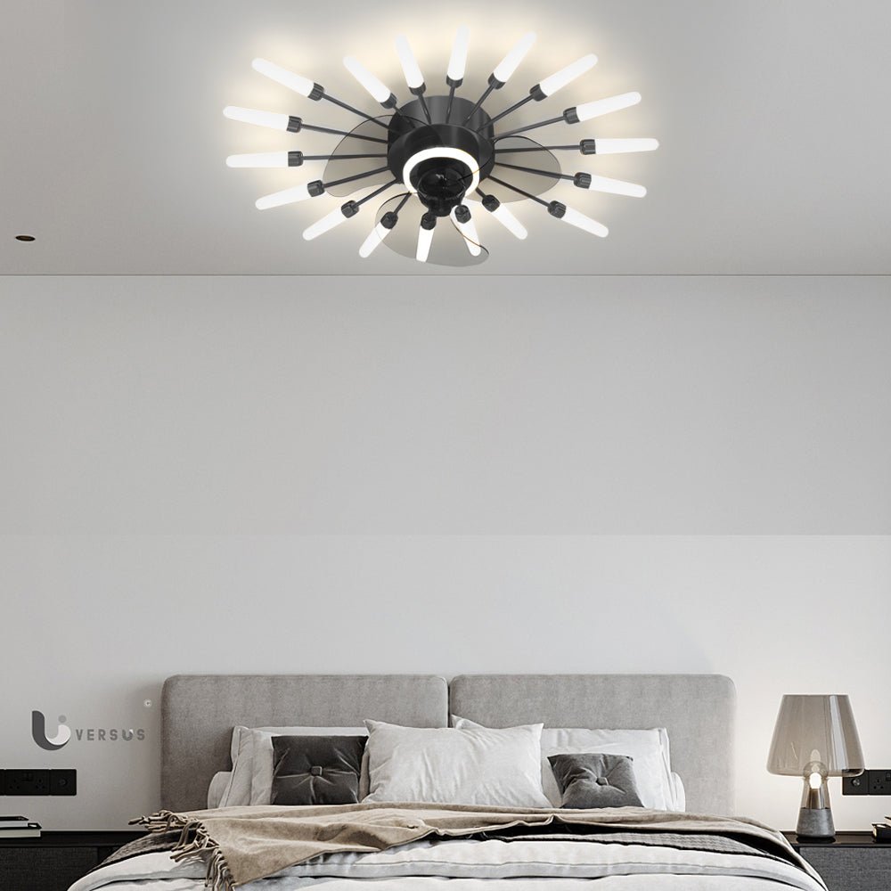 Modern Nordic Ceiling Fan with Dimmable LED Light, Gold or Black Finish