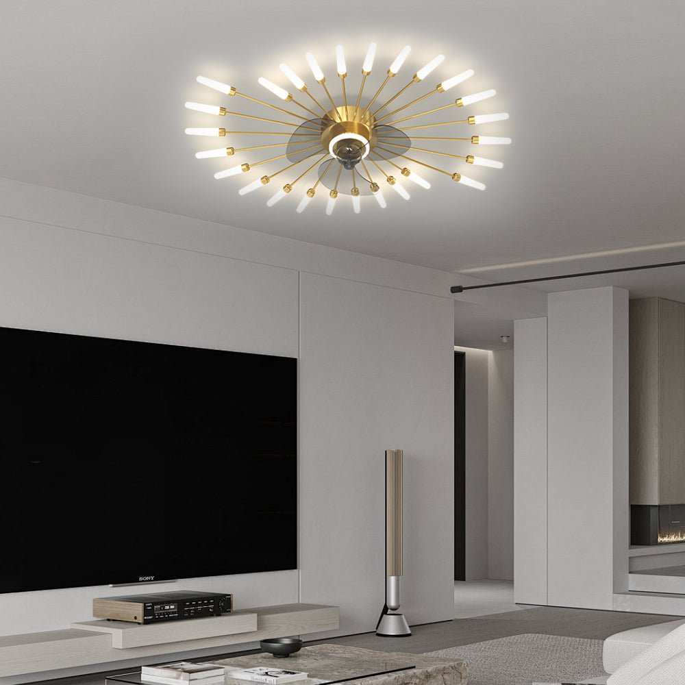 Modern Nordic Ceiling Fan with Dimmable LED Light, Gold or Black Finish