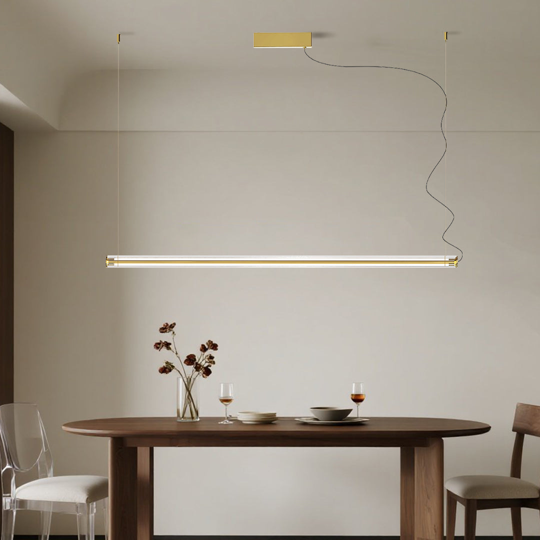 Linear LED Pendant Light in Black or Gold – Modern Minimalist Suspension Lamp