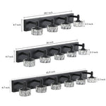 Crystal Vanity Light Modern Black Iron LED Wall Bar for Bathroom